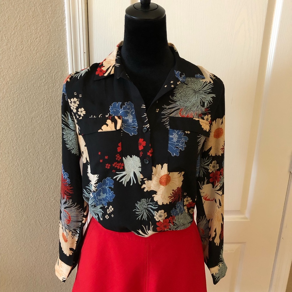 Floral Black Blouse